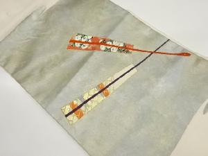 引箔扇子に菊・抽象模様織出し名古屋帯